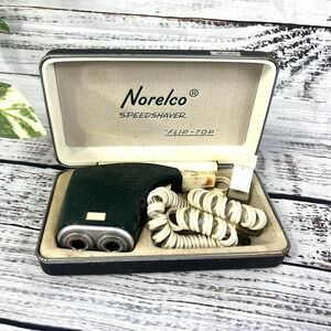 Norelco Speedshaver Flip-Top Vintage Green Electric Shaver Razor w Case
